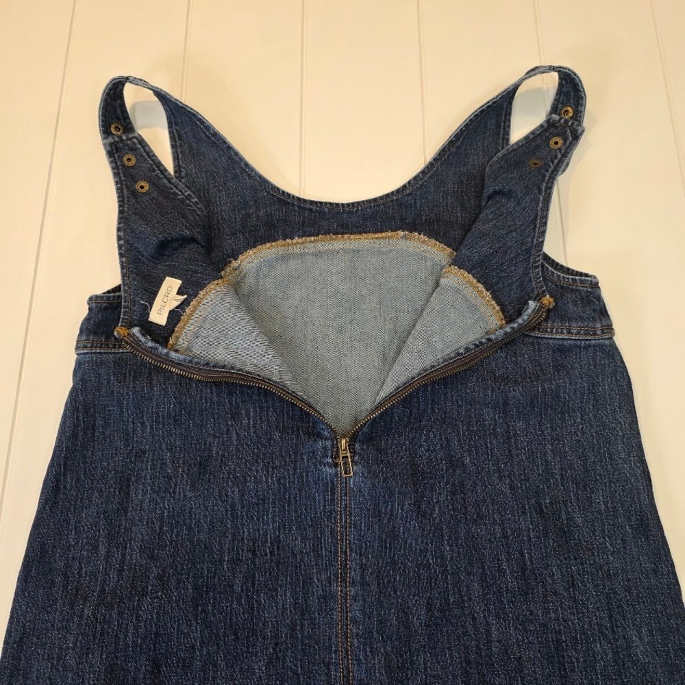 Pilcro Women 6 Denim Jumper Dress Dark Wash Adjustable Snap Straps Pockets - Picture 5 of 11